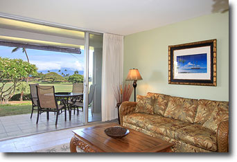 Maui Eldorado Vacation Condo K-112 Living Area and Lanai